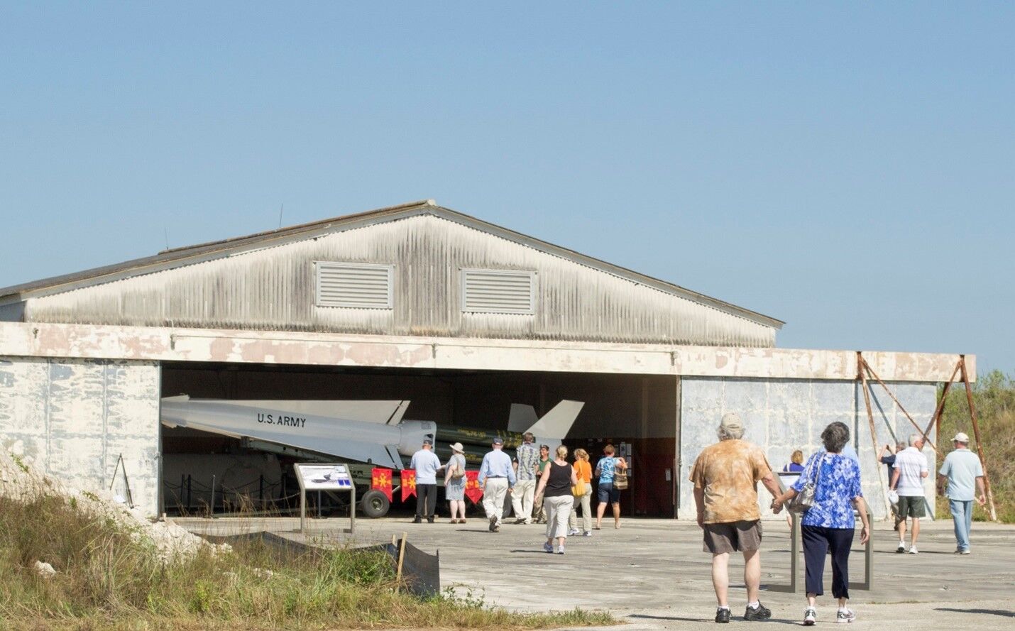 Visitors explore the historic Nike Hercules HM-69 Missile Site in Everglades National Park.